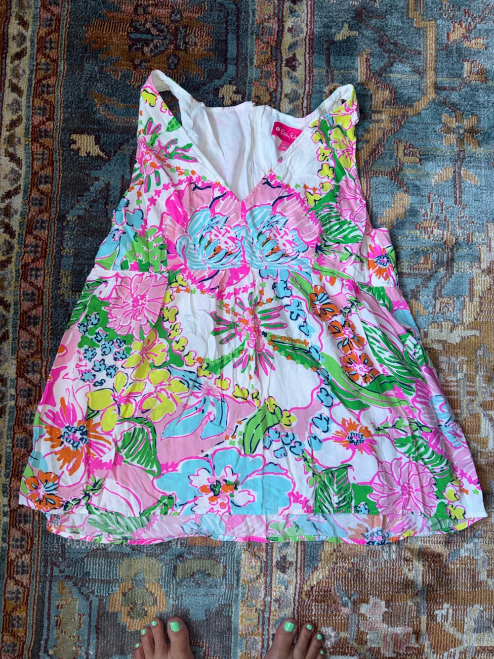 Lilly Pulitzer for Target Tropical Floral Zip Front Sleeveless Top Vest XXL